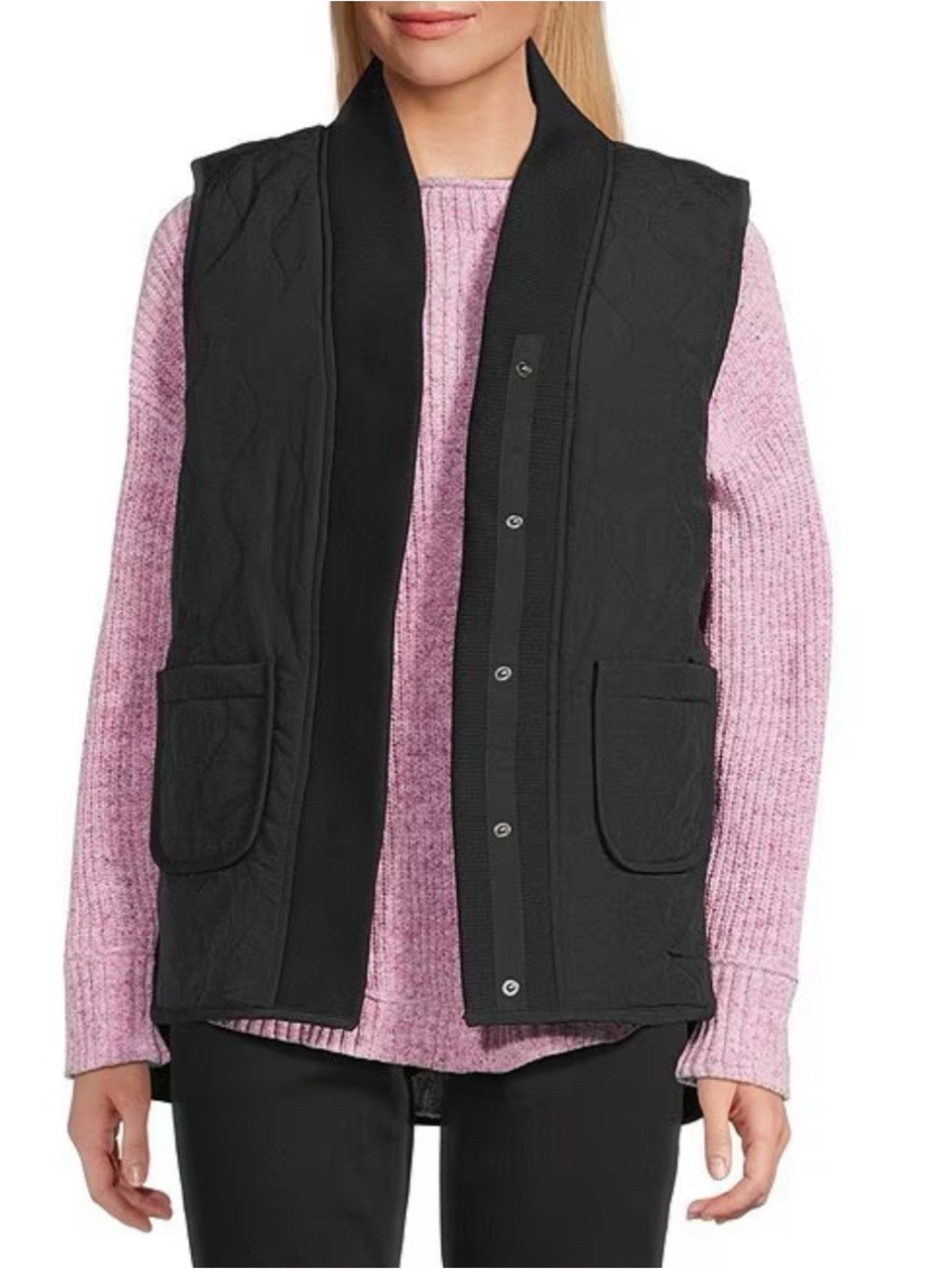 Westbound Reversible V-Neck Quilted Sherpa Snap
Black Vest